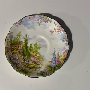Vintage Royal Albert fine china saucer plate featuring the "Kentish Rockery.”